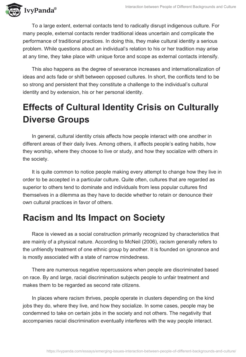 Interaction between People of Different Backgrounds and Culture. Page 2