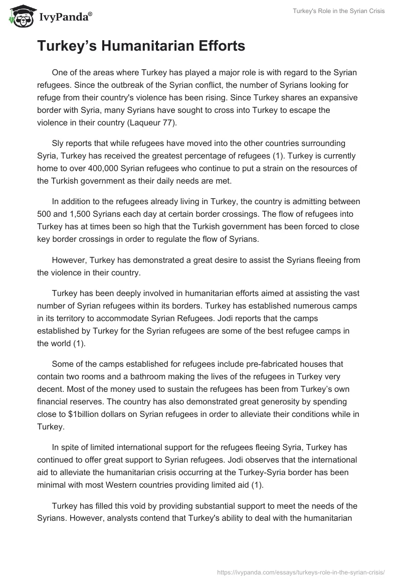 Turkey's Role in the Syrian Crisis. Page 3