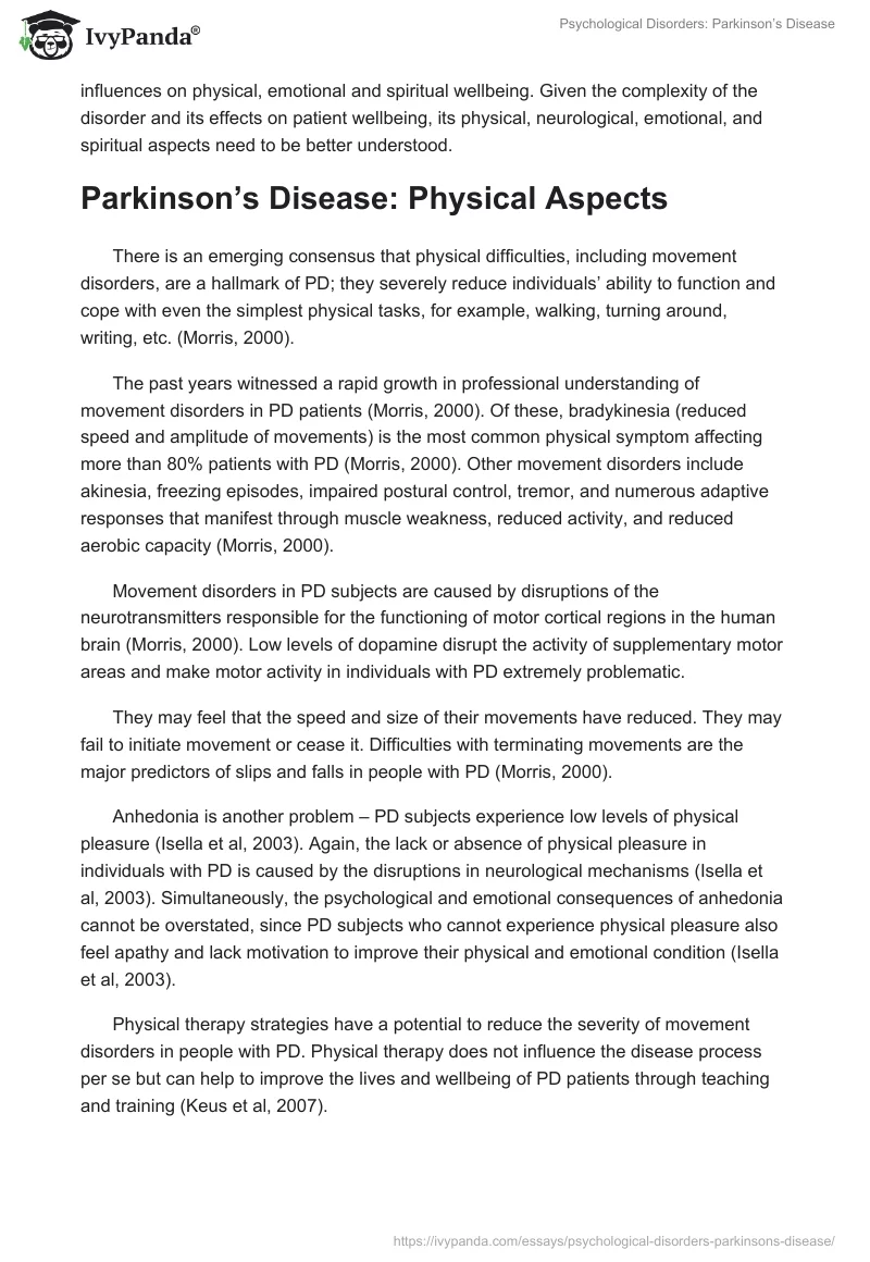 Psychological Disorders: Parkinson’s Disease. Page 2