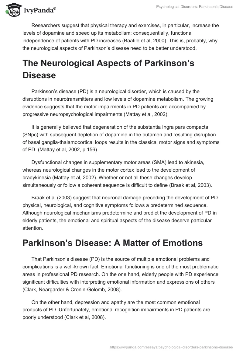 Psychological Disorders: Parkinson’s Disease. Page 3