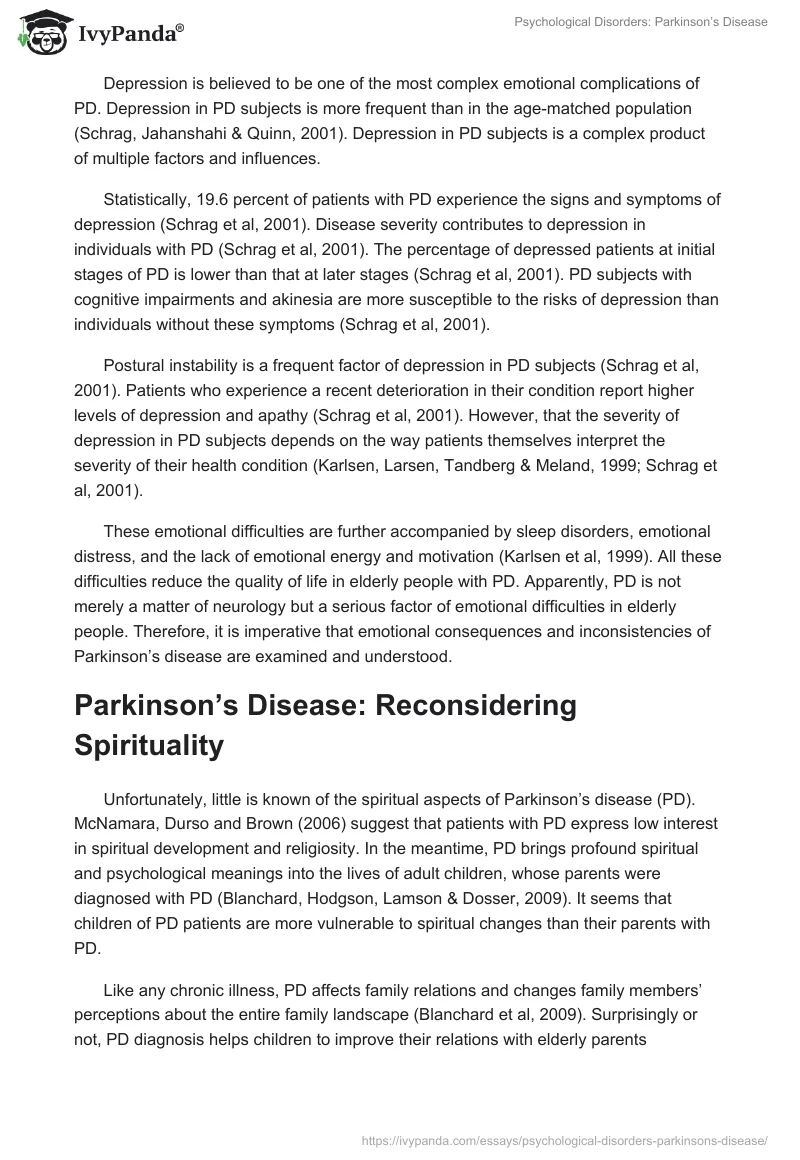 Psychological Disorders: Parkinson’s Disease. Page 4