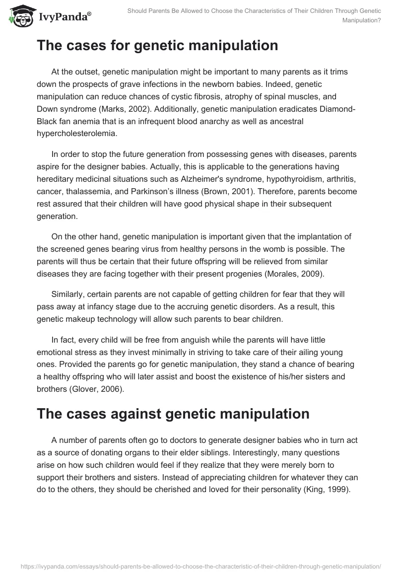 Should Parents Be Allowed to Choose the Characteristics of Their Children Through Genetic Manipulation?. Page 2