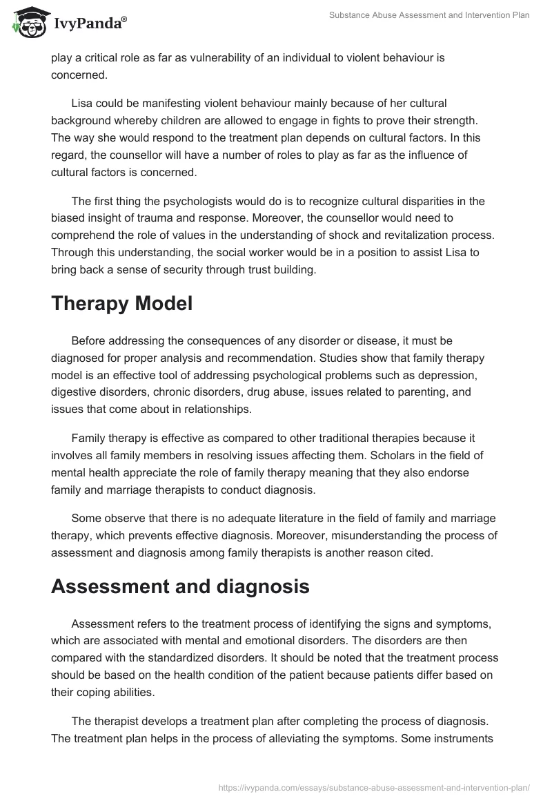 Substance Abuse Assessment and Intervention Plan. Page 4