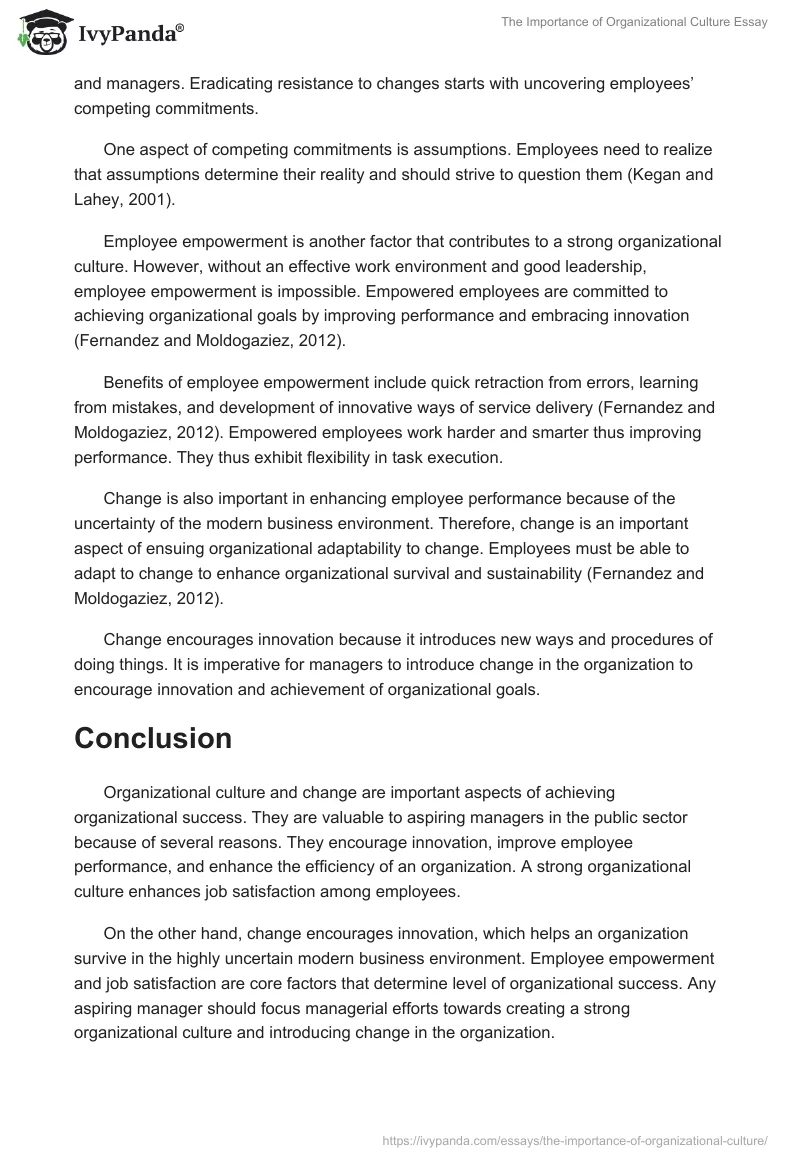 The Importance of Organizational Culture Essay. Page 3