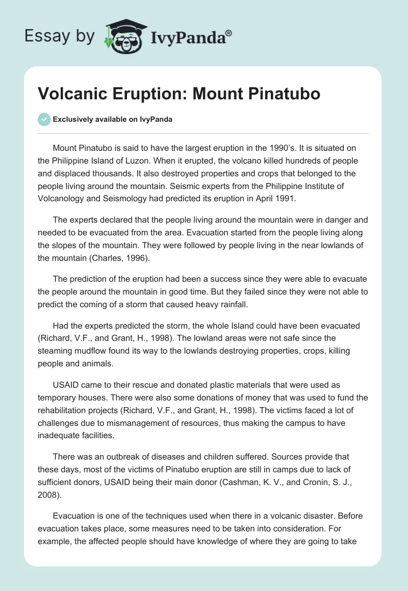 Volcanic Eruption: Mount Pinatubo. Page 1
