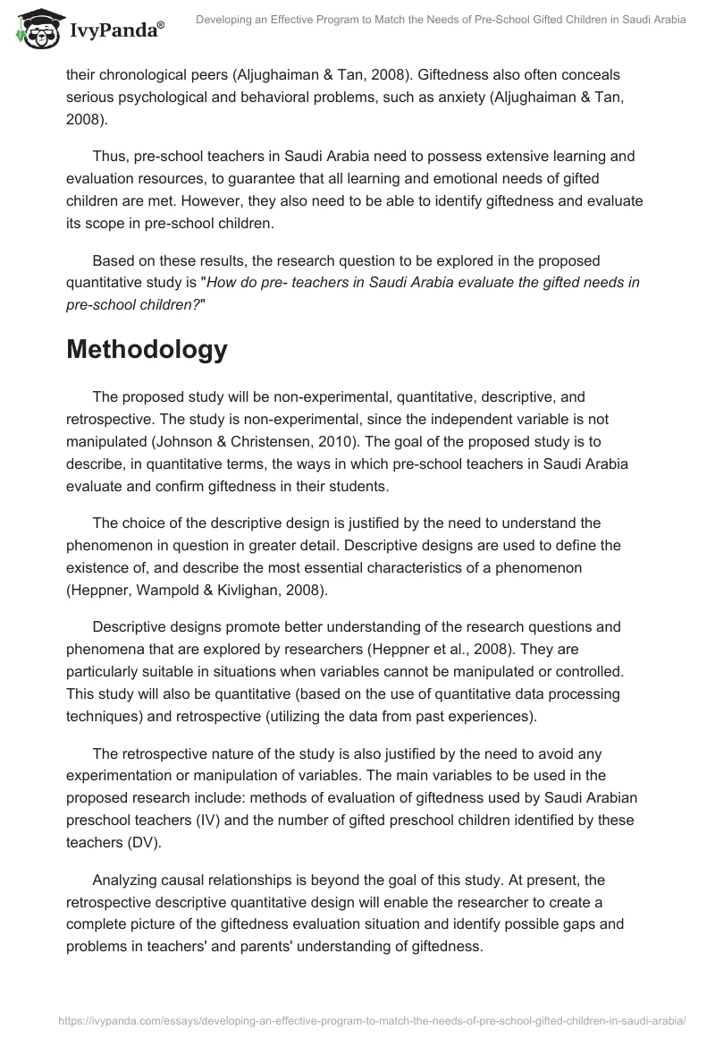 Developing an Effective Program to Match the Needs of Pre-School Gifted Children in Saudi Arabia. Page 4