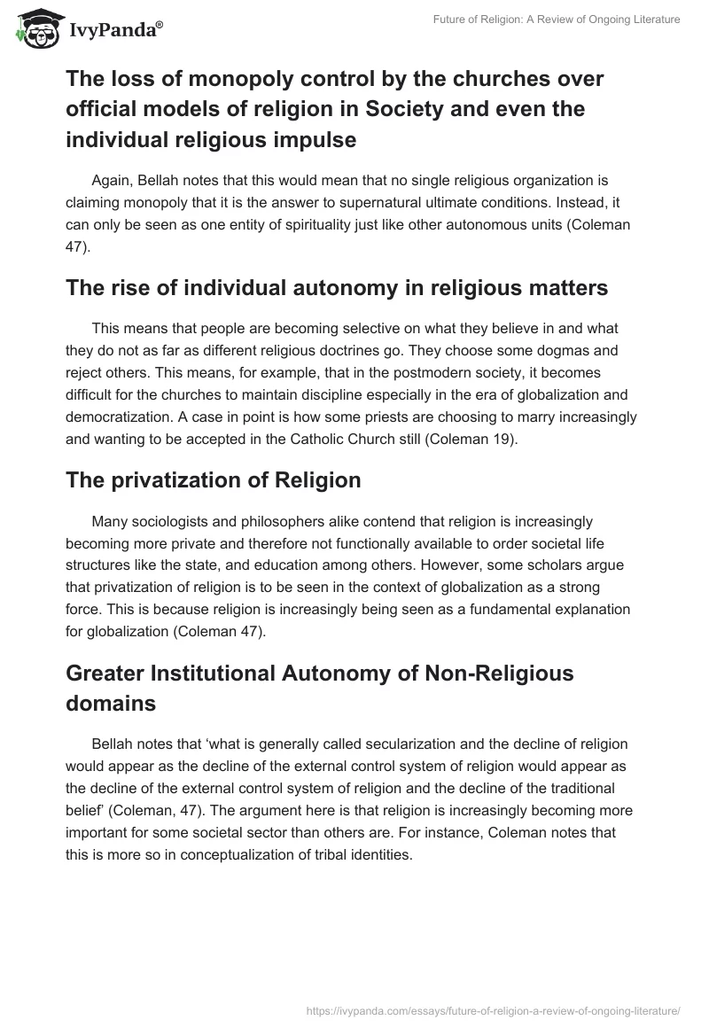 Future of Religion: A Review of Ongoing Literature. Page 5
