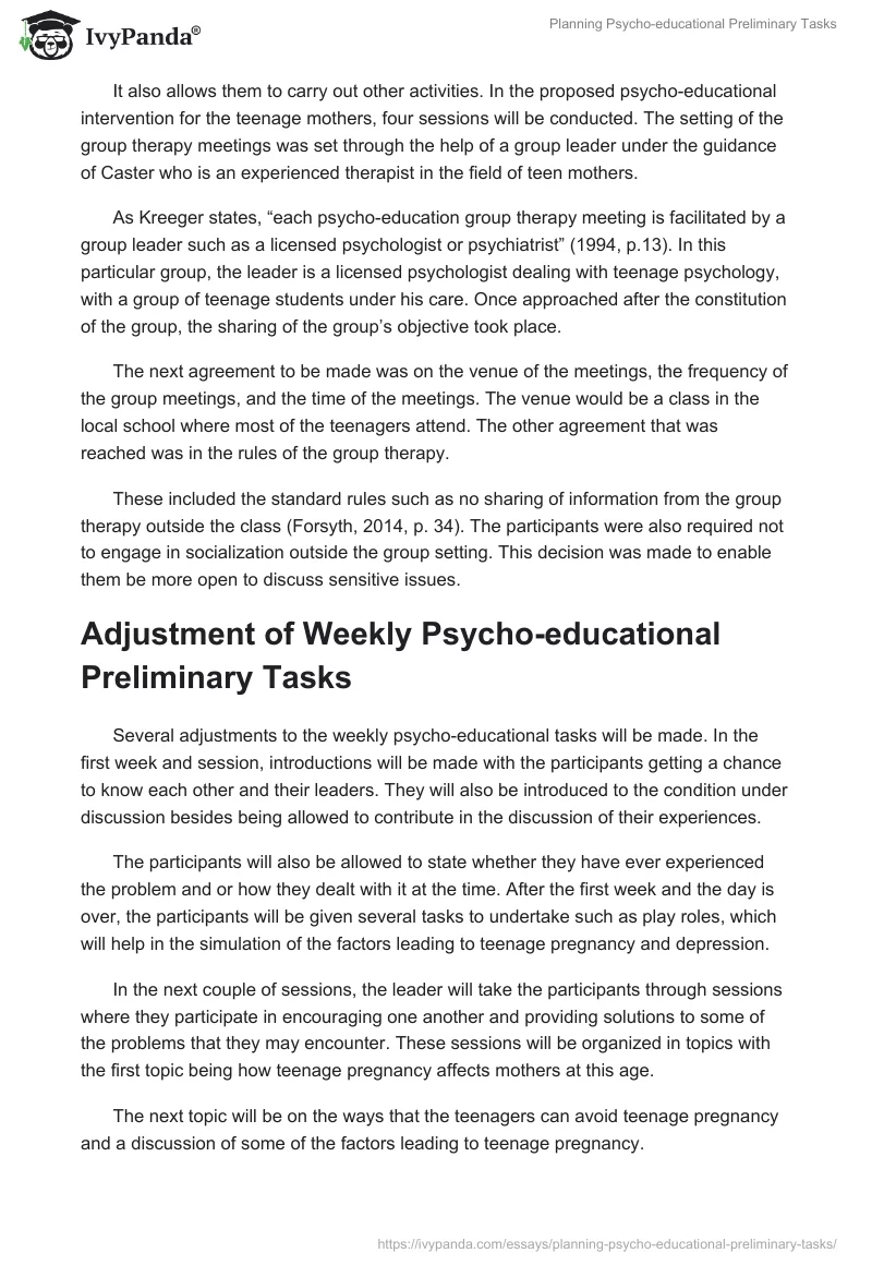 Planning Psycho-educational Preliminary Tasks. Page 3