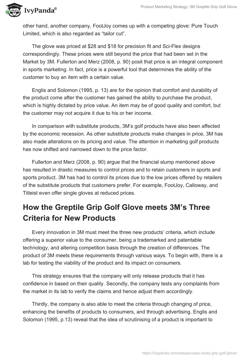 Product Marketing Strategy: 3M Greptile Grip Golf Glove. Page 3