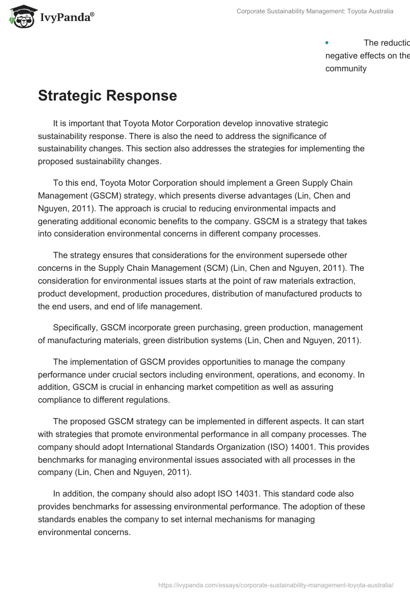 Corporate Sustainability Management: Toyota Australia. Page 4
