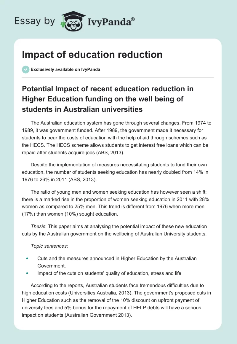 Impact of education reduction. Page 1