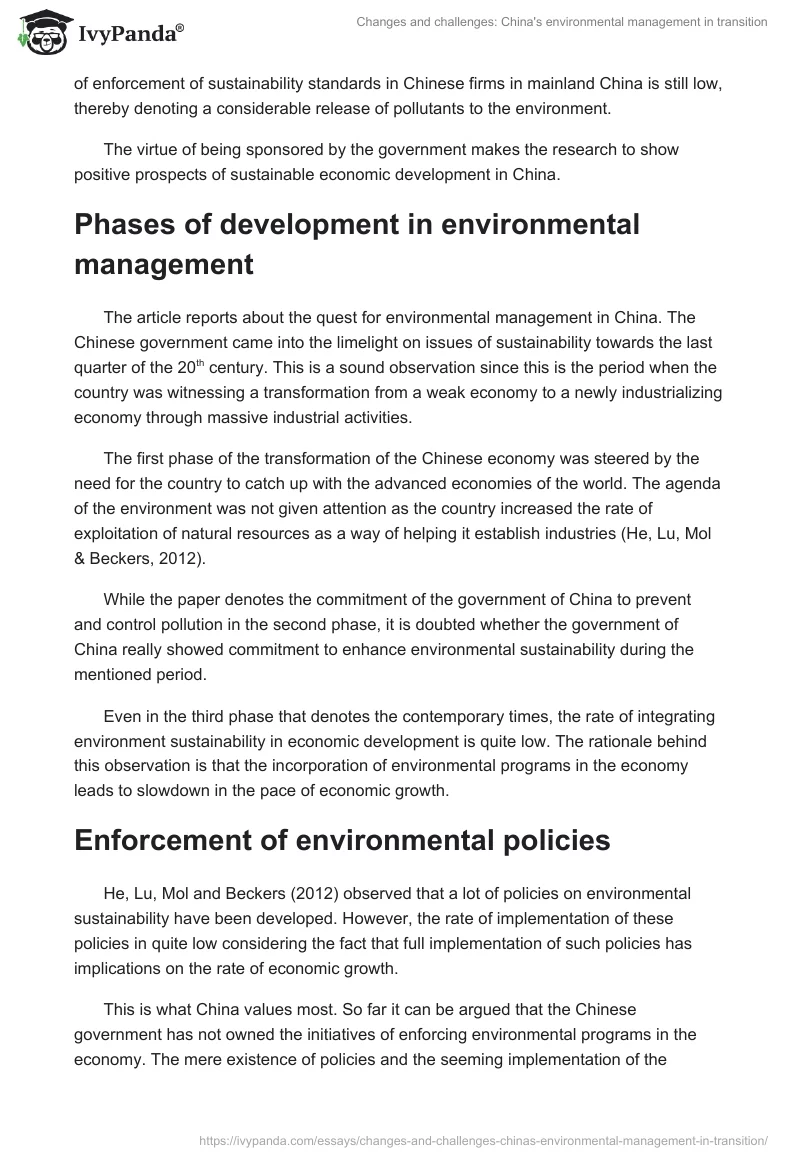 Changes and Challenges: China’s Environmental Management in Transition. Page 2