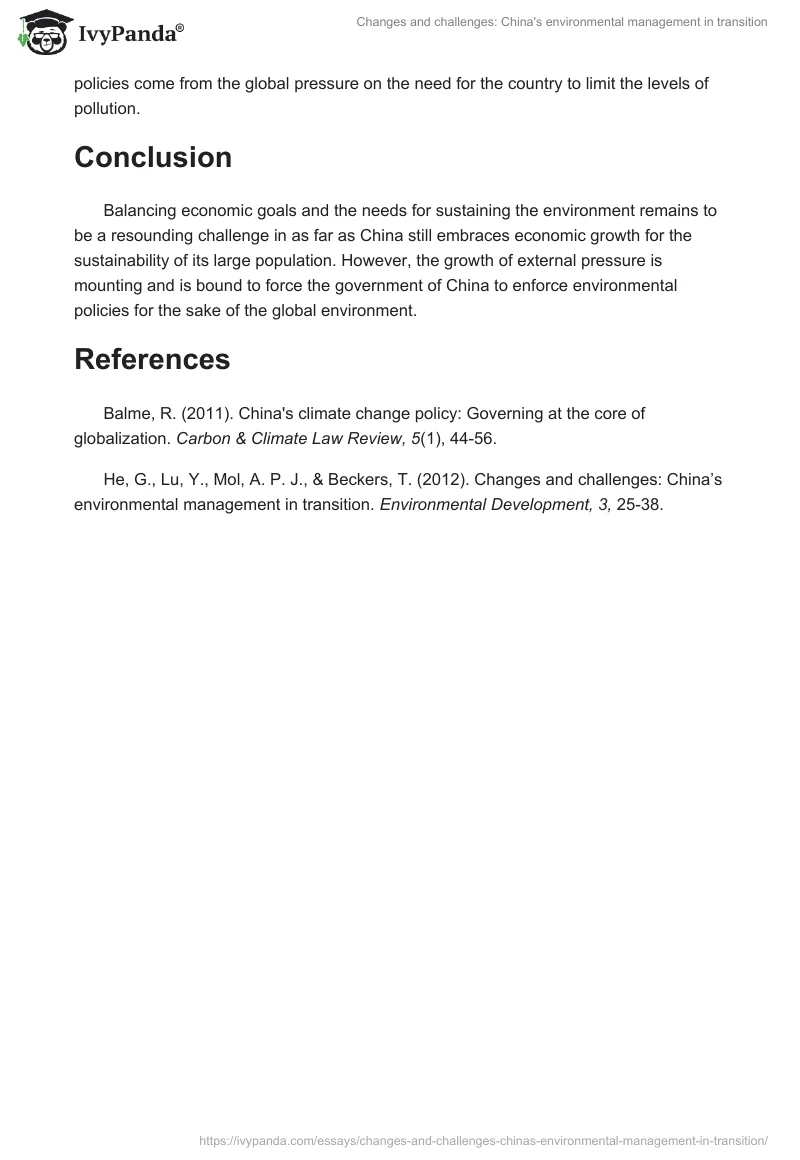 Changes and Challenges: China’s Environmental Management in Transition. Page 3