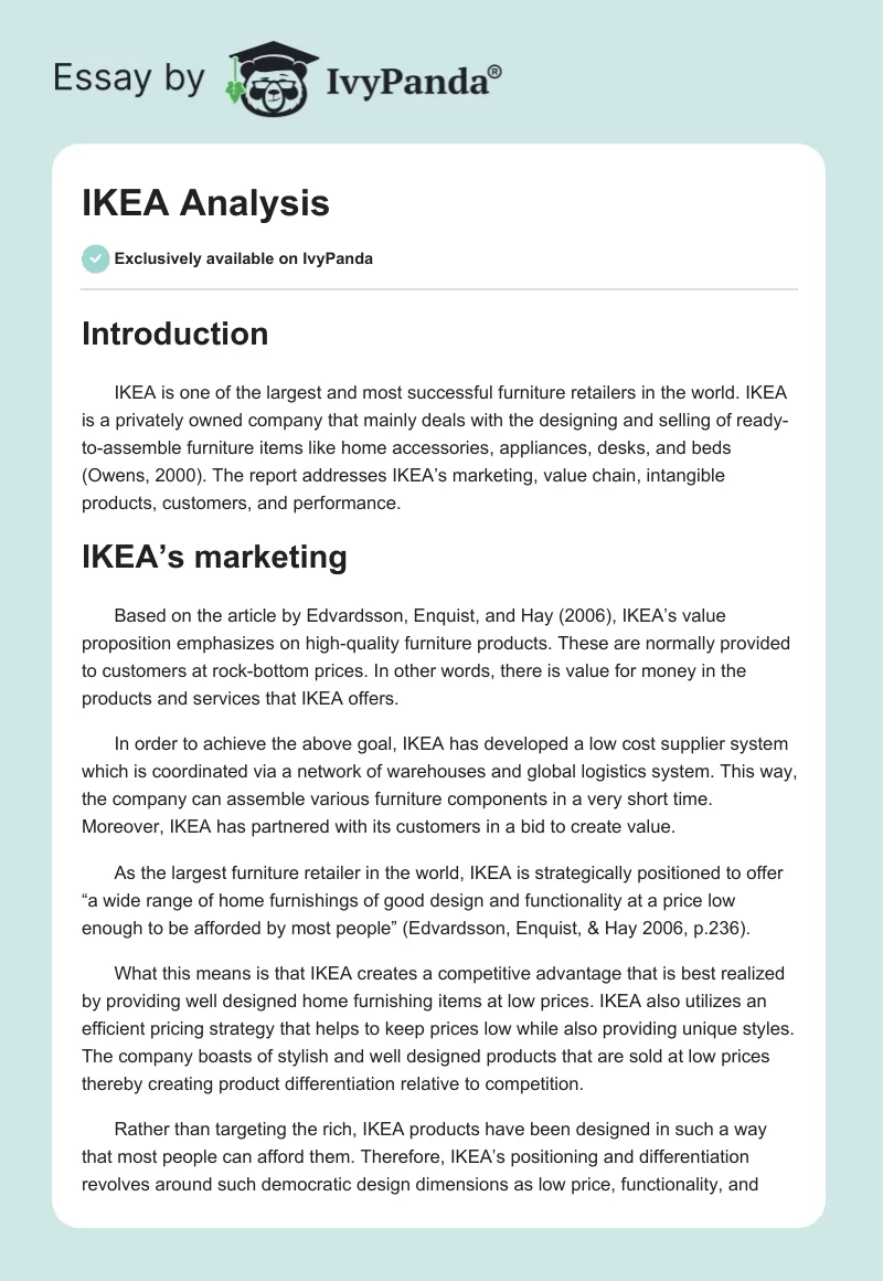 IKEA Analysis. Page 1