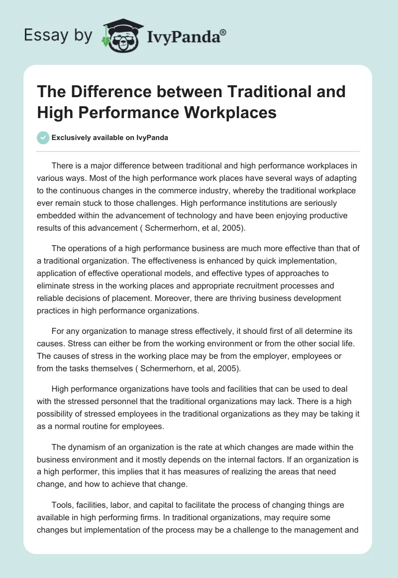 The Difference Between Traditional and High-Performance Workplaces. Page 1