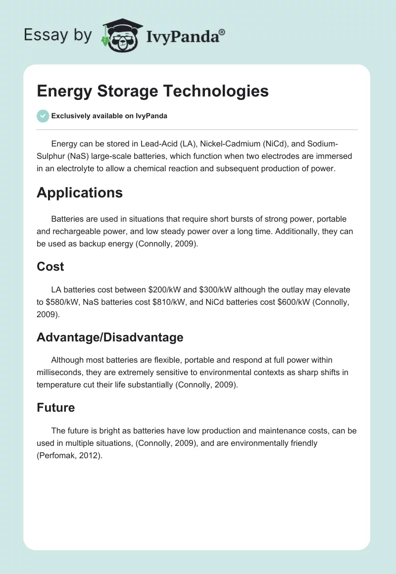 Energy Storage Technologies. Page 1