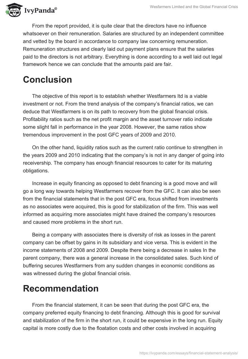 Wesfarmers Limited and the Global Financial Crisis. Page 3
