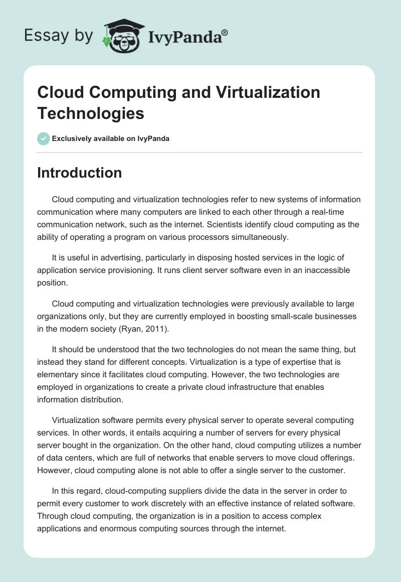 Cloud Computing and Virtualization Technologies. Page 1
