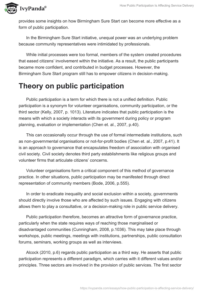 How Public Participation Is Affecting Service Delivery. Page 2