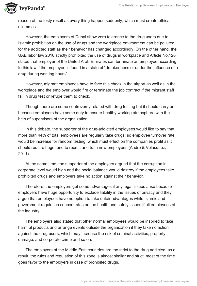 The Relationship Between Employee and Employer. Page 5
