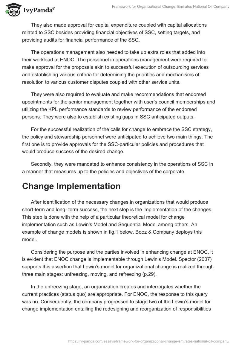 Framework for Organizational Change: Emirates National Oil Company. Page 5