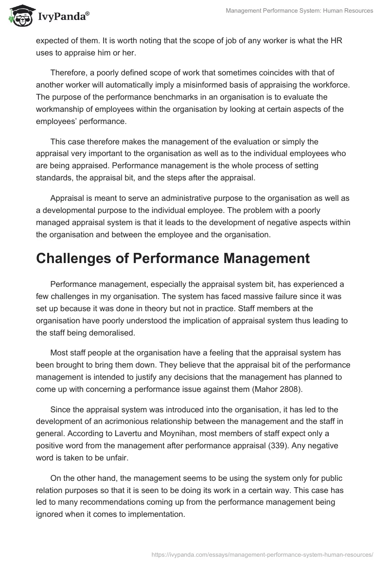 Management Performance System: Human Resources. Page 2
