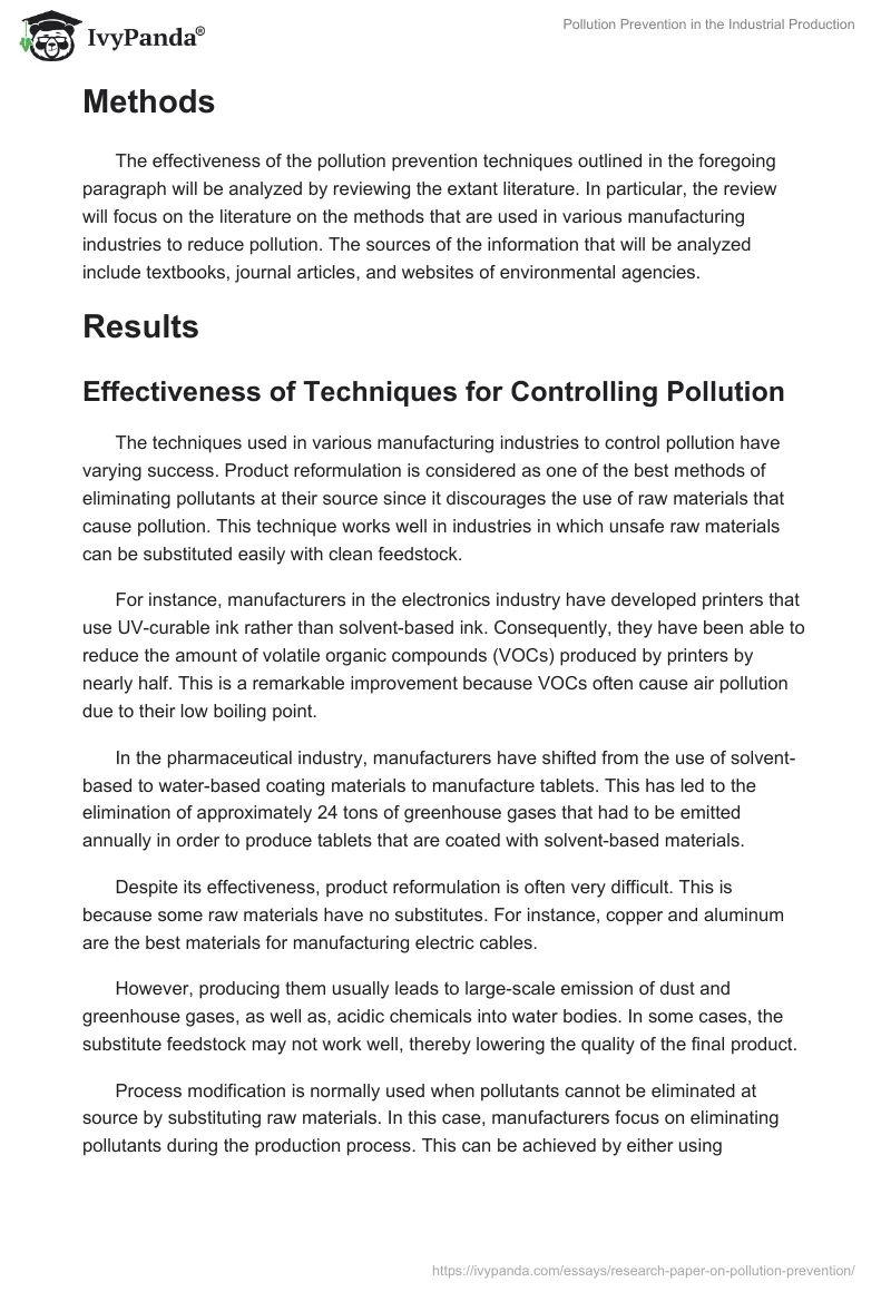 Pollution Prevention in the Industrial Production. Page 3