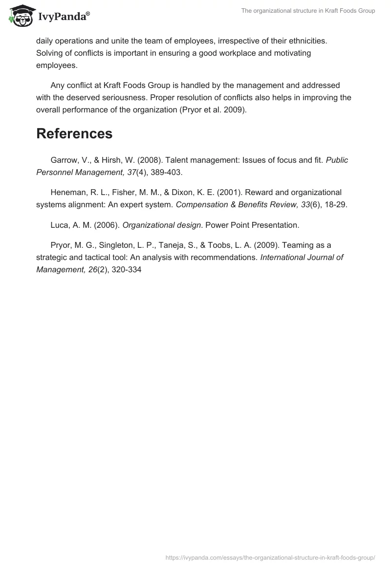 The Organizational Structure in Kraft Foods Group. Page 4
