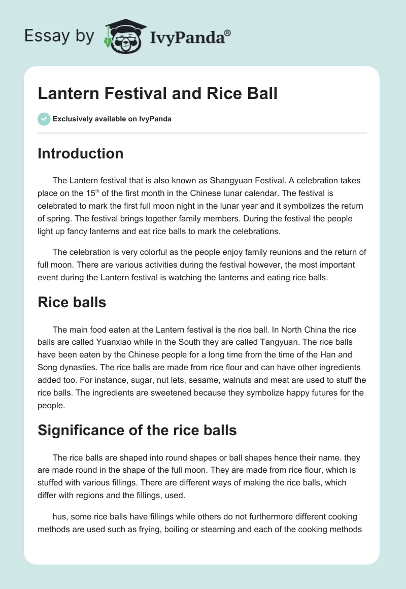 Lantern Festival and Rice Ball. Page 1