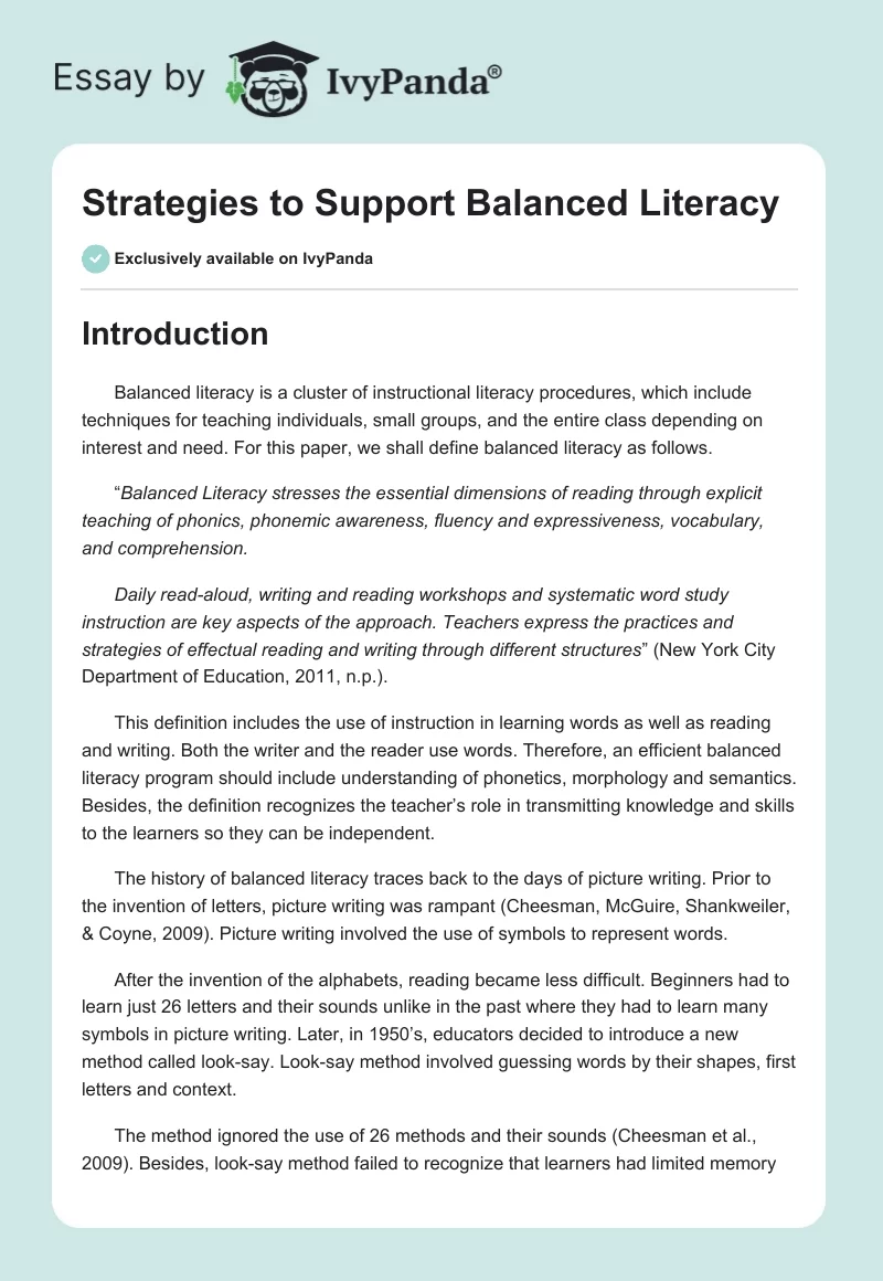Strategies to Support Balanced Literacy. Page 1
