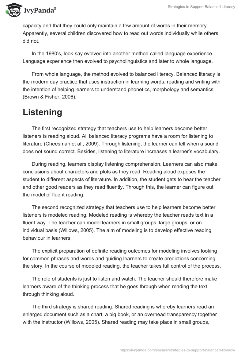 Strategies to Support Balanced Literacy. Page 2