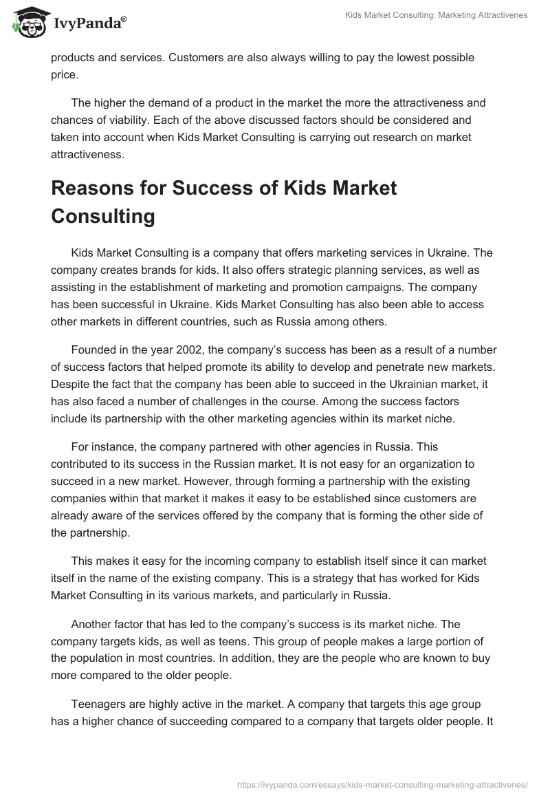 Kids Market Consulting: Marketing Attractivenes. Page 5