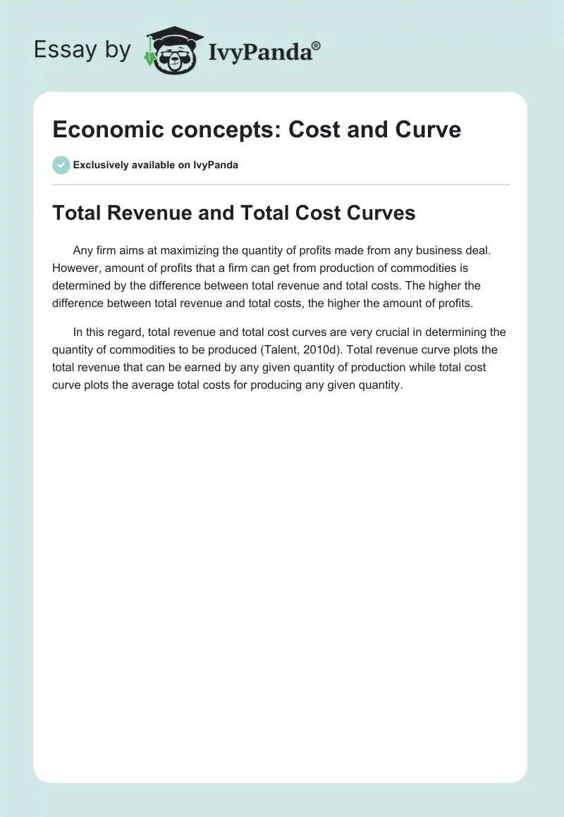 Economic concepts: Cost and Curve. Page 1