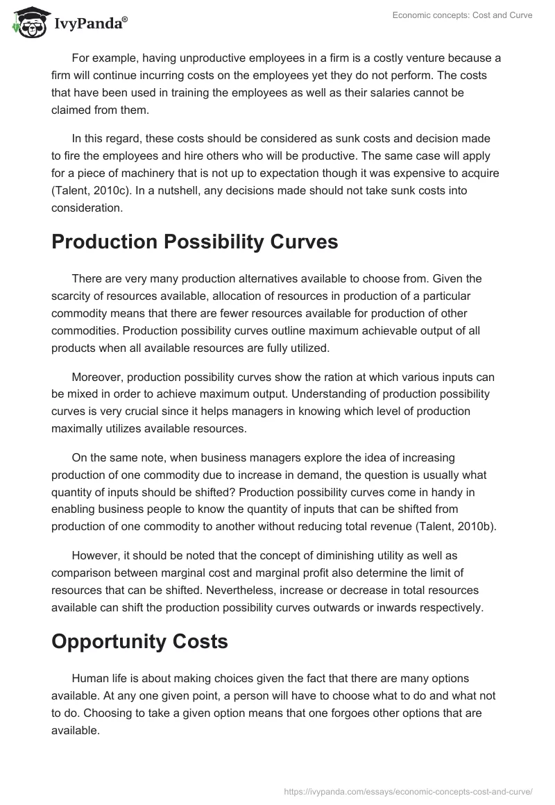 Economic concepts: Cost and Curve. Page 3
