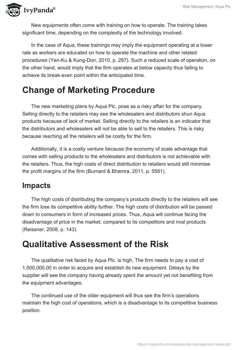 Risk Management: Aqua Plc.. Page 3