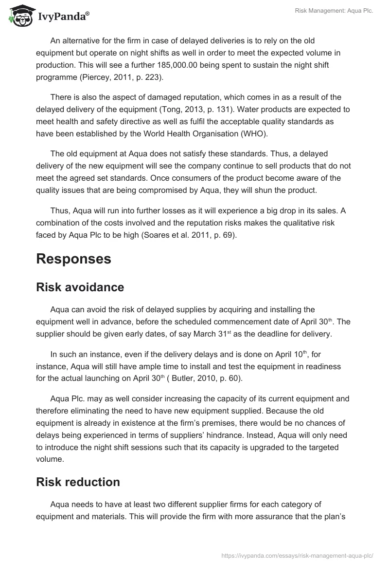 Risk Management: Aqua Plc.. Page 4