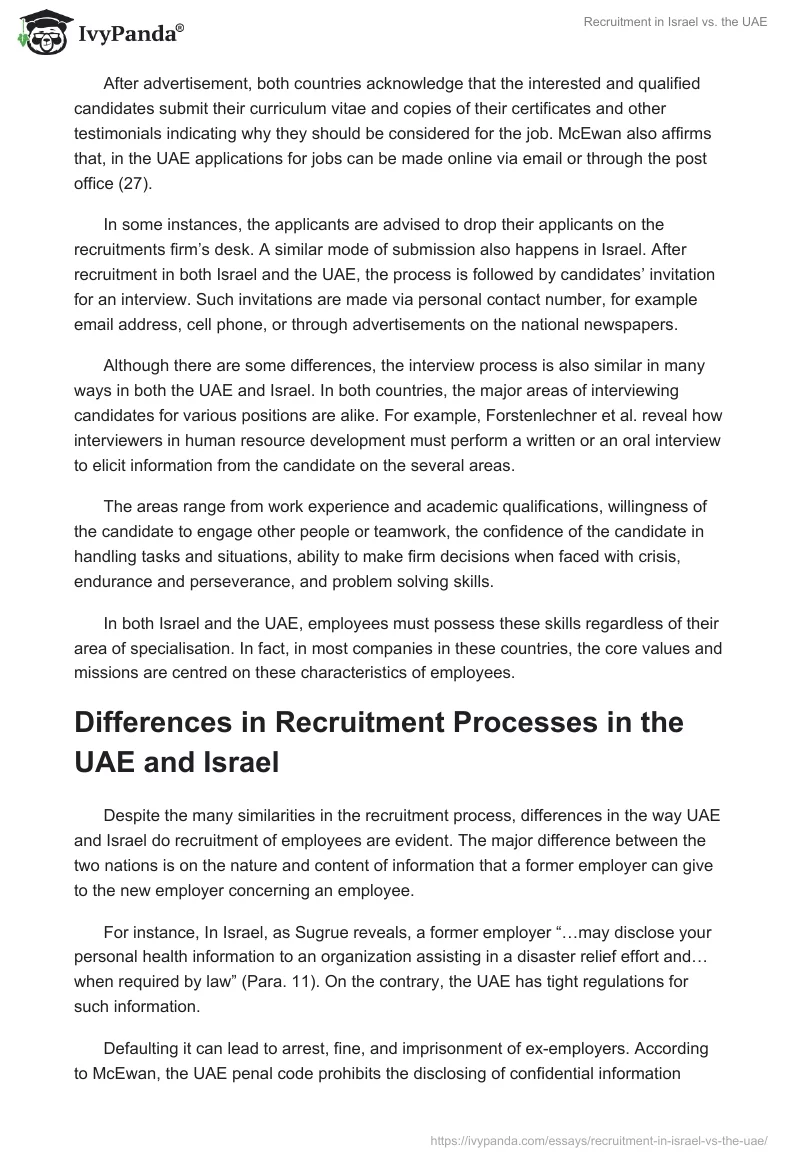 Recruitment in Israel vs. the UAE. Page 2