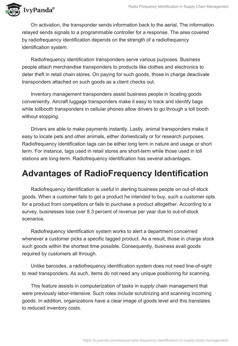 Radio Frequency Identification in Supply Chain Management. Page 2