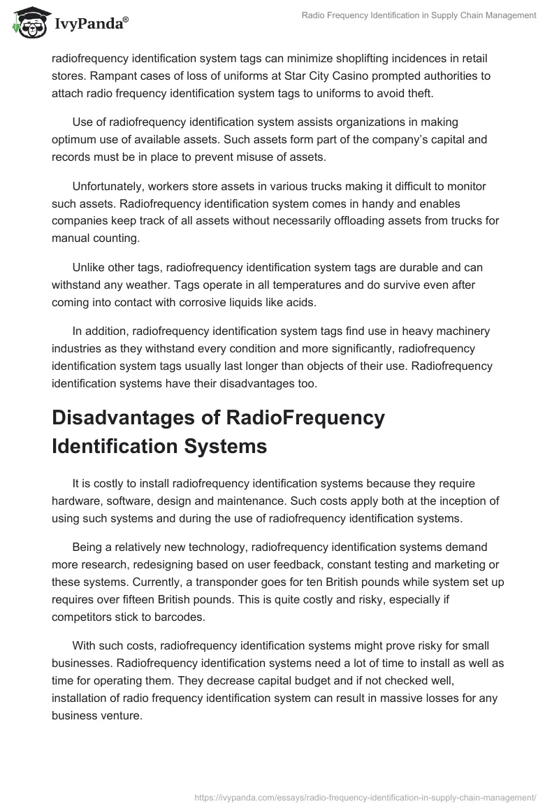 Radio Frequency Identification in Supply Chain Management. Page 5