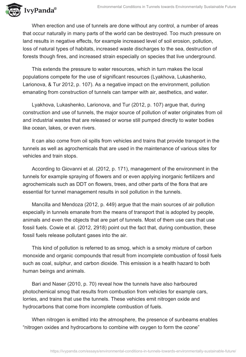 Environmental Conditions in Tunnels Towards Environmentally Sustainable Future. Page 3