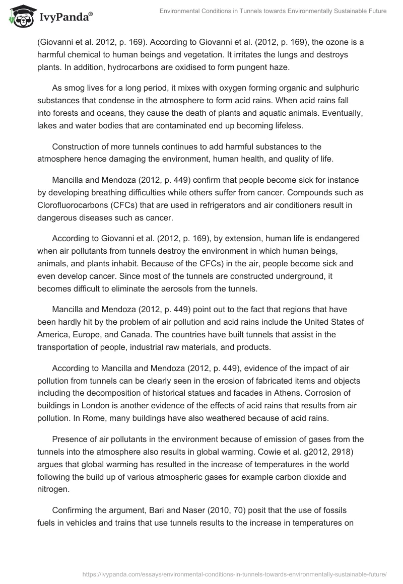Environmental Conditions in Tunnels Towards Environmentally Sustainable Future. Page 4