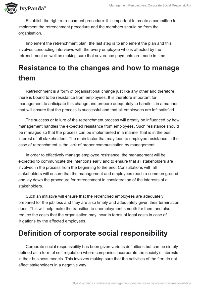 Management Perspectives: Corporate Social Responsibility. Page 2