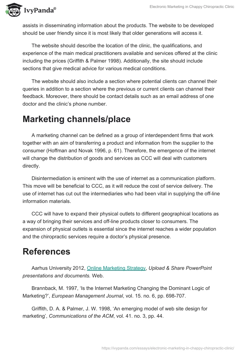 Electronic Marketing in Chappy Chiropractic Clinic. Page 5