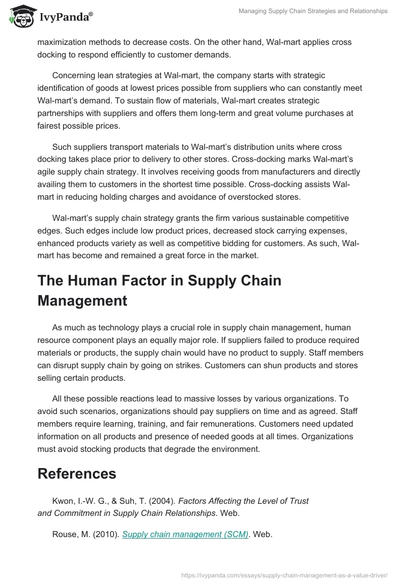 Managing Supply Chain Strategies and Relationships. Page 2