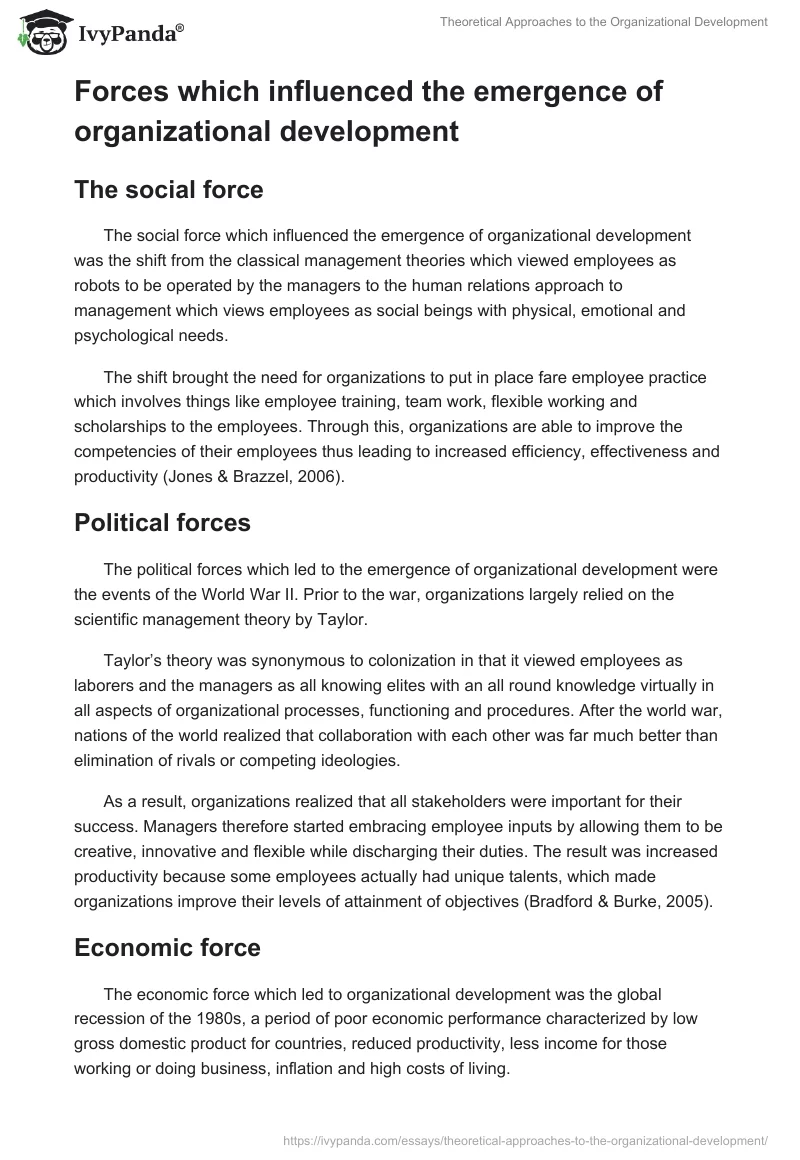 Theoretical Approaches to the Organizational Development. Page 4