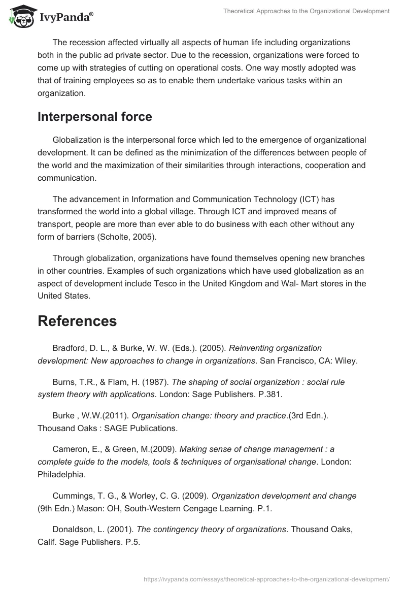 Theoretical Approaches to the Organizational Development. Page 5
