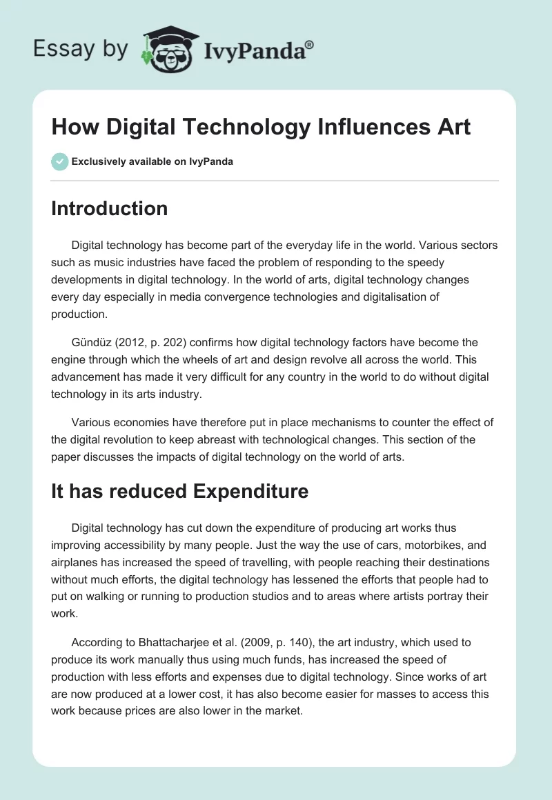 How Digital Technology Influences Art. Page 1