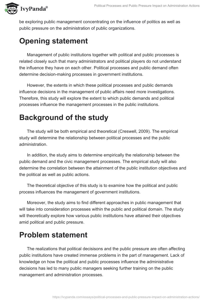 Political Processes and Public Pressure Impact on Administration Actions. Page 2