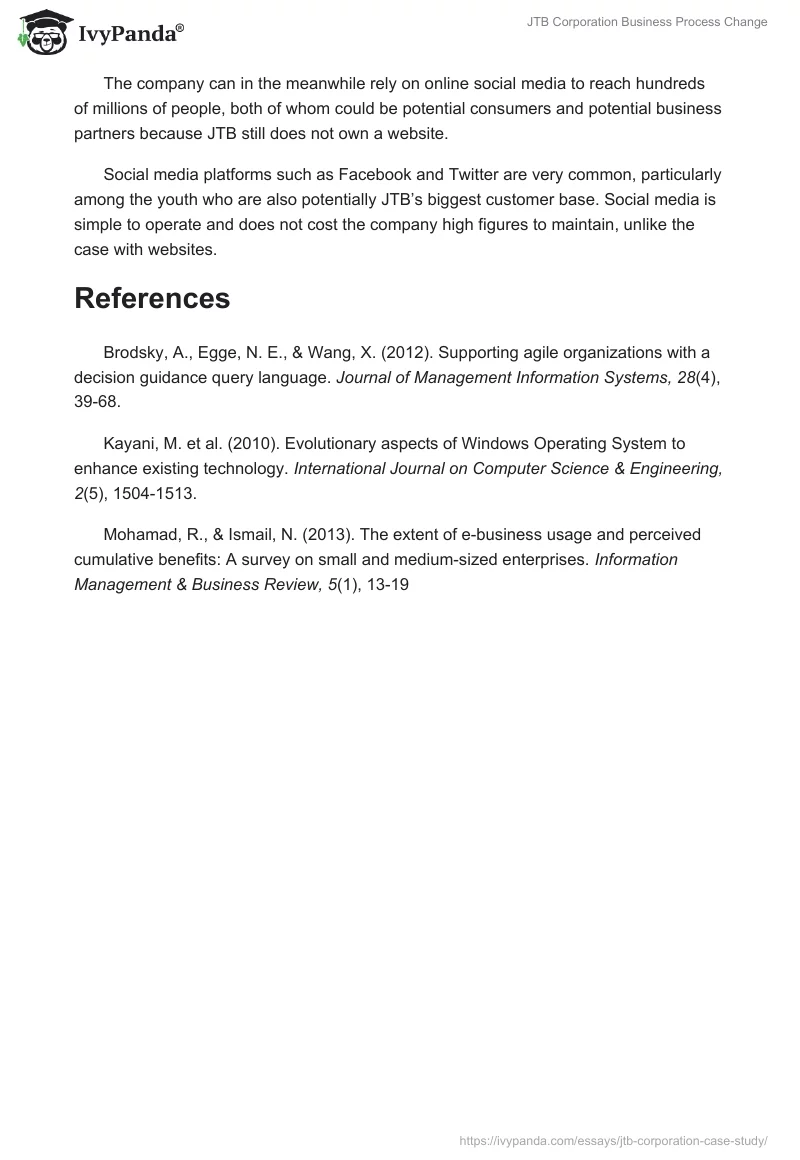 JTB Corporation Business Process Change. Page 4