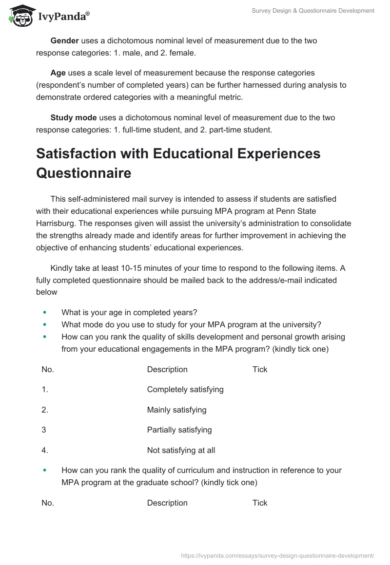 Survey Design & Questionnaire Development. Page 4